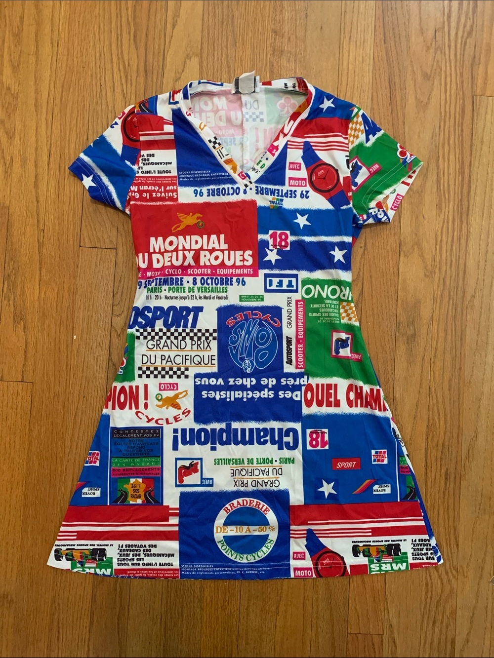Vintage 1995 Printed Racing Moto Grand Prix Dress Women’s Size Small